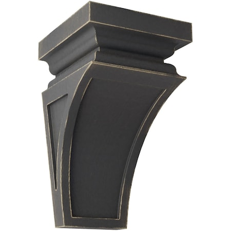 Ekena Millwork 3 1/2"W x 3 3/4"D x 6"H Mini Nevio Wood Vintage Decor Corbel, Black CORWD03X03X06NEBL